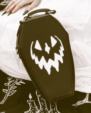 Spooky Pumpkin Coffin Handbag Black 