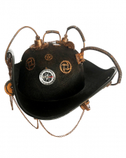 Steampunk Tricorn Pirate Hat "Brasswrench" Made Of Felt 
