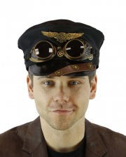 Steampunk Piloten Hut mit Fliegerbrille 