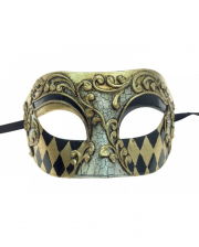 Venezianische Barock Augenmaske Gold-Schwarz 