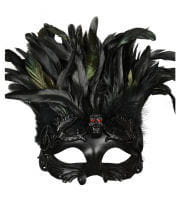 Venezianische Totenkopfmaske mit Federn 