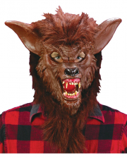 Werwolfmaske Braun mit realistischen Zähnen 