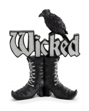 Wicked Witch Boot With Raven Glitter Decoration 24cm 