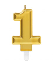 Number Candle 1 Metallic Gold 