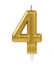 Number Candle 4 Metallic Gold 