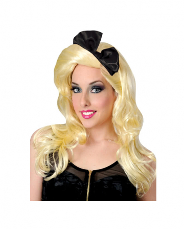 80s Popstar Wig With Black Bow 