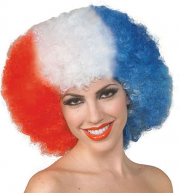 Afro Curly Wig Red/white/blue 