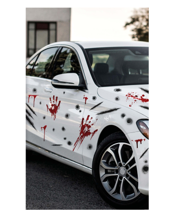 EROSPA Horror Auto Aufkleber - Blutiger Puppenkopf, 20x11cm, Rückstandslos Entfernbar