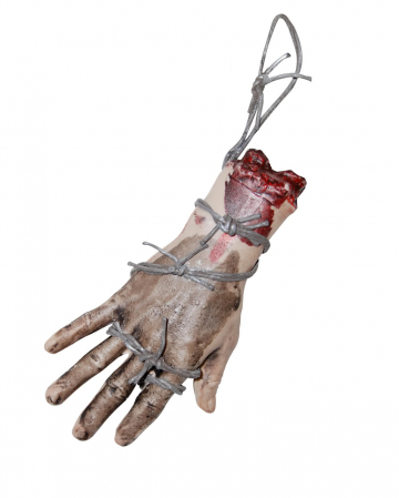 Bloody hand with barbed wire 