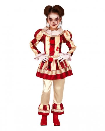 Bloody Clown Girl Children Costume Halloween | Horror-Shop.com