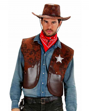 Cowboy vest brown XL | Cowboy Costume Accessories | Horror-Shop.com