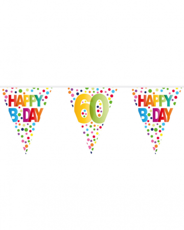 Colorful Happy B-Day 60 Pennant Garland 10m 