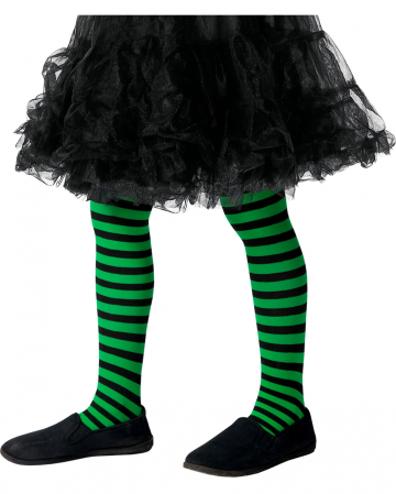 Striped children's tights green-black 