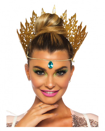 Goldene Glitzer Krone mit Juwel 