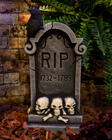 Grabstein mit Rabe & Totenköpfen 47cm für 🎃 | Horror-Shop.com