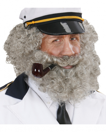 Wig with beard gray 