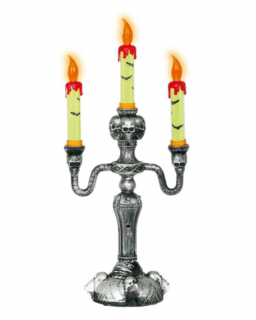 Candlestick With Skulls & Bats 🎃 | horror-shop.com