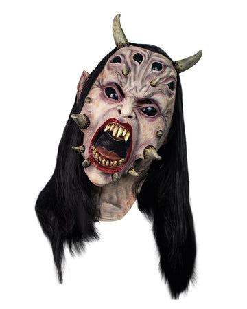 Horror Elfen Maske Mit Grauen Haaren | Gruselige Halloween Maske Als Dunkelelf, Ork Oder Dämon