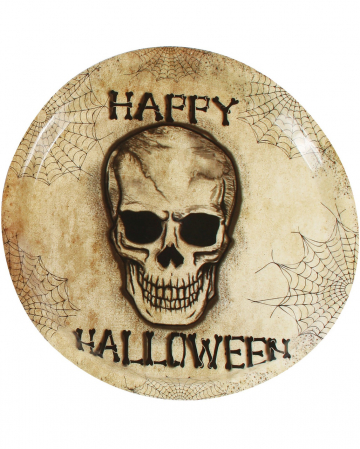 Plastic Plate Happy Halloween Skull 