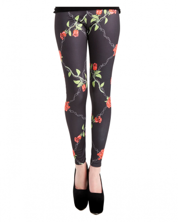 Leggings mit Rosen und Stacheldraht 