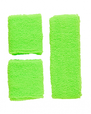 Neon Sweatband Set Green As Costume Accessory 