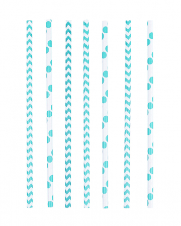 24 paper straws turquoise blue 