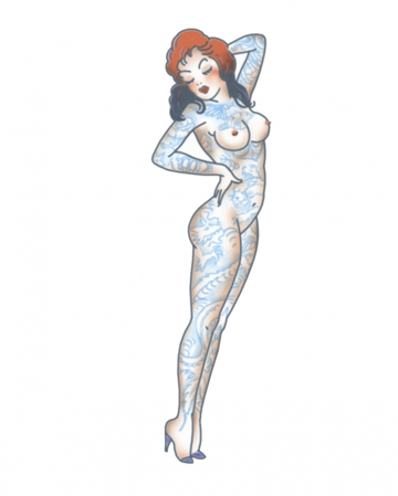 Pin Up Glue Tattoo Naked Girl 