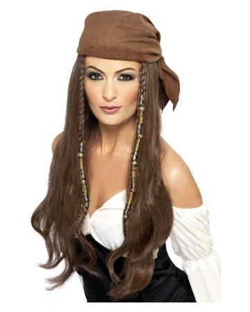 Piraten Lady Perücke mit Bandana 