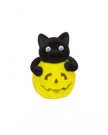 Katze im Halloween Kürbis Gelb 11 cm 