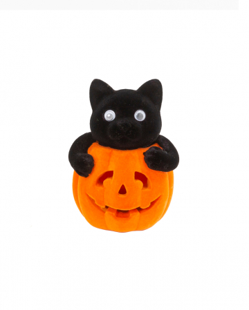 Katze im Halloween Kürbis Orange 11 cm 