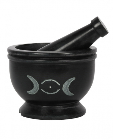 Black Triple Moon Mortar & Pestle 