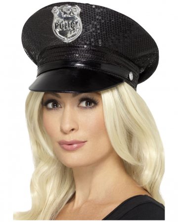 Sexy Polizei Mütze mit Pailletten 