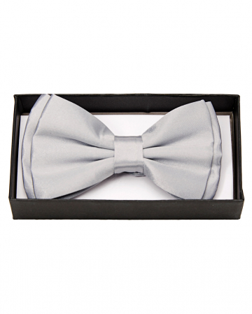 Silver Satin Bow Tie Deluxe 