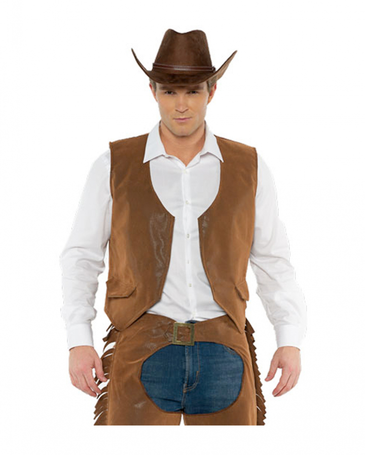 Cowboy Costume Vest Brown for Western claddings | Horror-Shop.com