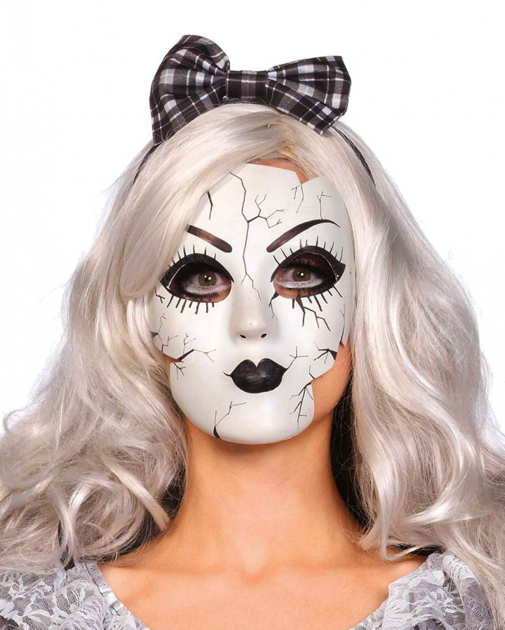 Porcelain Doll Mask With Cracks as costume accessories