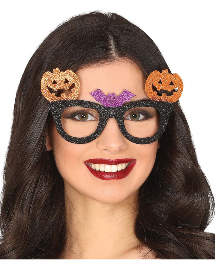 Glitter Pumpkin Halloween Glasses as costume accessories | Horror-Shop.com