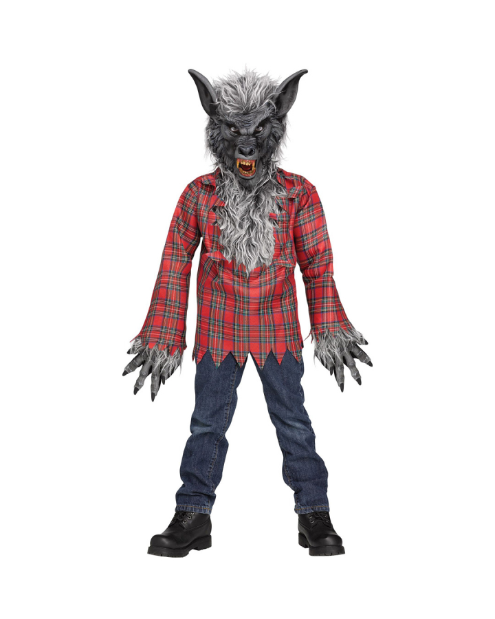 Grey Werewolf Child Costume with full head mask | horror-shop.com