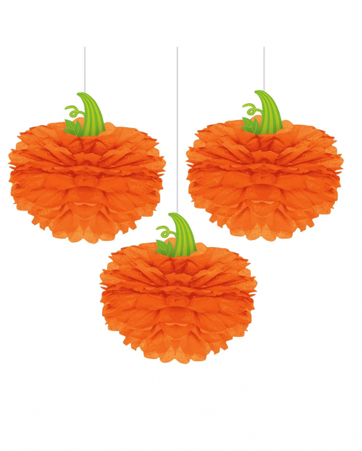 Halloween Kürbis aus Papier 3 St. als Partydeko | Horror-Shop.com