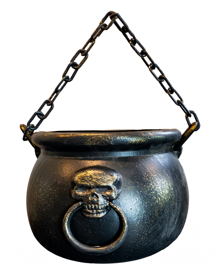 Hexenkessel mit Totenkopf &amp; Kette 14cm | Halloween Deko | Horror-Shop.com