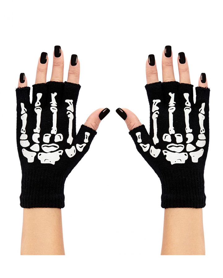 Fingerless Gloves With Skeleton Motif buy