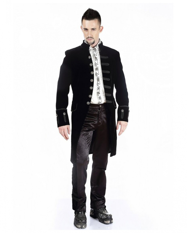 Gothic Aristocrat Men Coat Black Velvet ★ | Horror-Shop.com