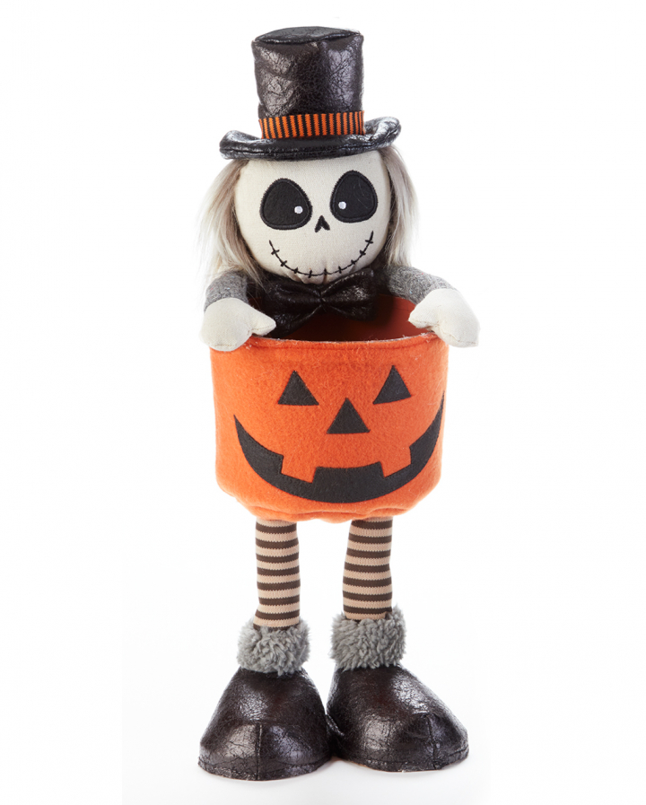 Skelett Gentleman mit Kürbis Schale 39cm für Süßes | Horror-Shop.com