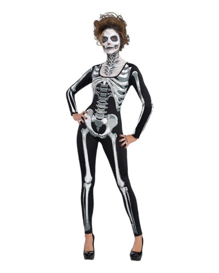 Skelett Catsuit Für Damen Sexy Körperanzug Mit Skelettmotiv Horror 