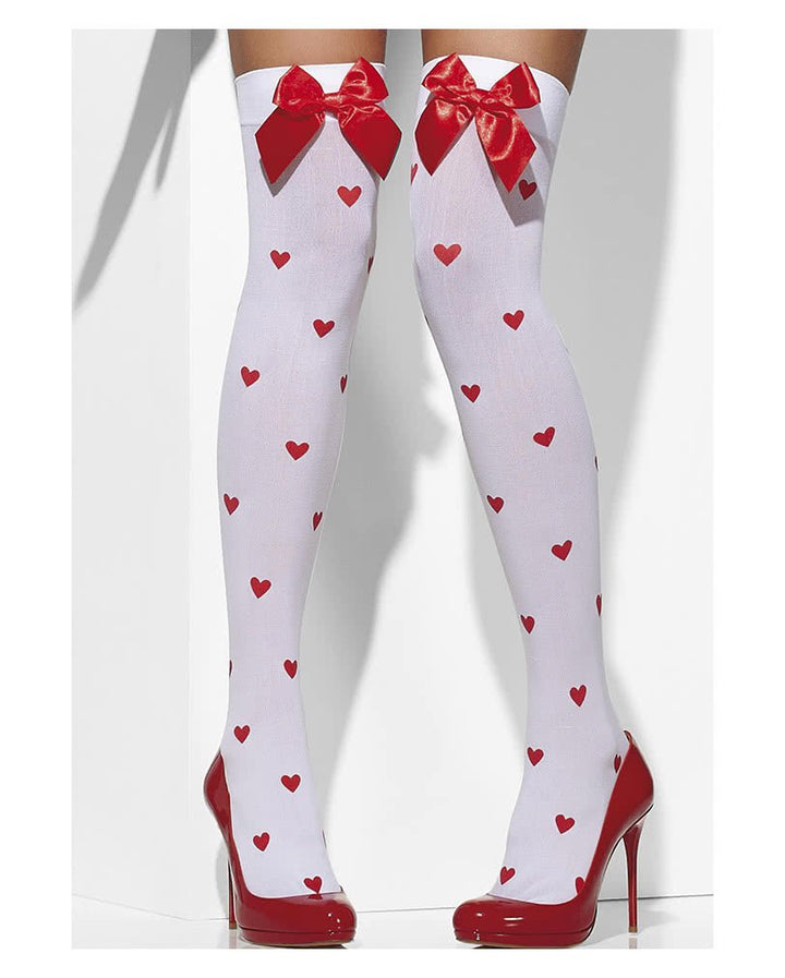 Weiße Strumpfhose Mit Roten Blutspritzern – Grusel-Accessoire Für Halloween-Kostüme (One Size Damen)