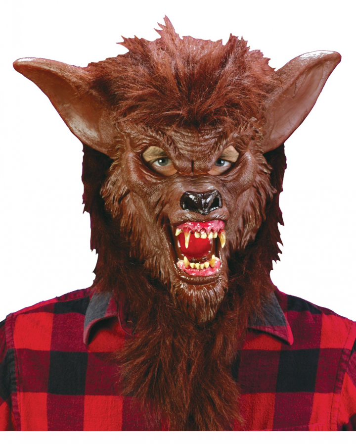 Brown Werewolf Mask With Realistic Teeth - Halloween wolf mask with ...