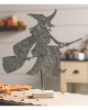 Witch With Broom Metal Table Centerpiece 