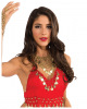 Oriental Belly Dance Costume In Red With Coins 