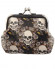Skull & Roses Wallet With Clip Closure 