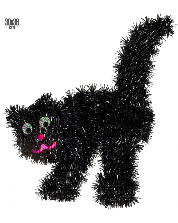 Halloween Türkranz Mit Schwarzer Katze - LED-beleuchteter Herbstkranz Für Haustür