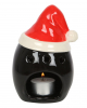 Schwarzer Totenkopf mit Nikolausmütze Teelichthalter 